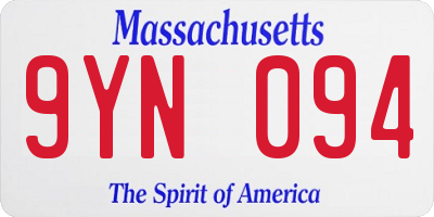 MA license plate 9YN094