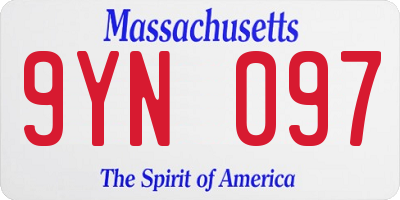 MA license plate 9YN097