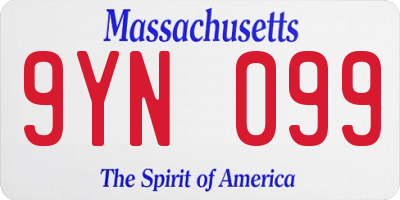 MA license plate 9YN099