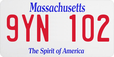 MA license plate 9YN102