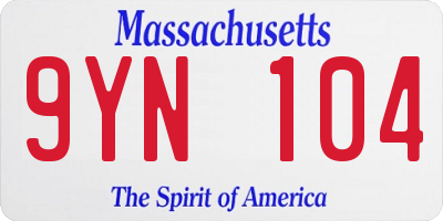 MA license plate 9YN104