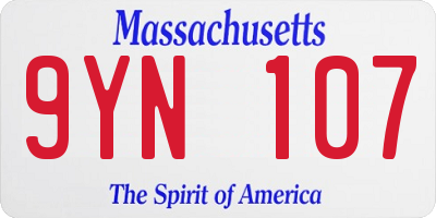 MA license plate 9YN107