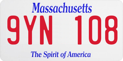 MA license plate 9YN108