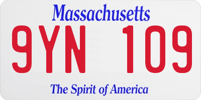 MA license plate 9YN109