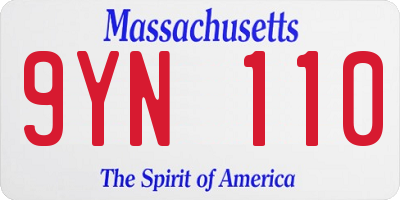 MA license plate 9YN110