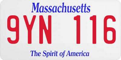 MA license plate 9YN116