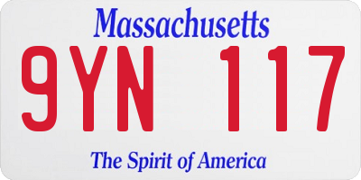 MA license plate 9YN117