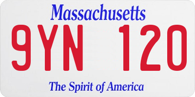 MA license plate 9YN120