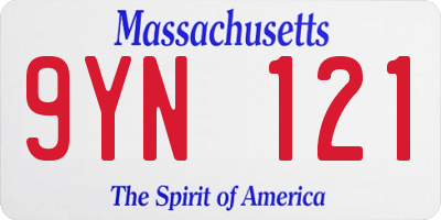 MA license plate 9YN121