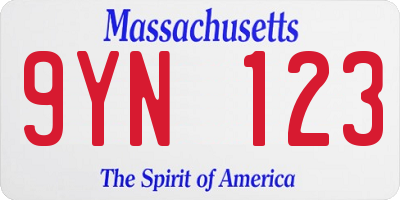 MA license plate 9YN123