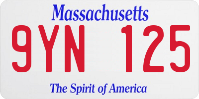 MA license plate 9YN125