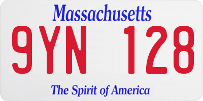 MA license plate 9YN128