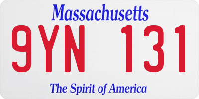 MA license plate 9YN131
