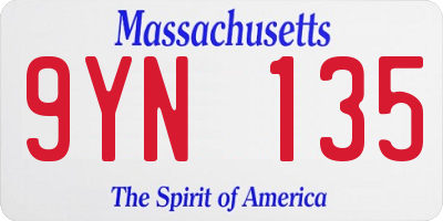 MA license plate 9YN135