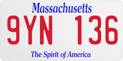 MA license plate 9YN136