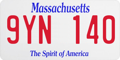 MA license plate 9YN140