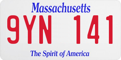 MA license plate 9YN141