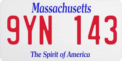 MA license plate 9YN143
