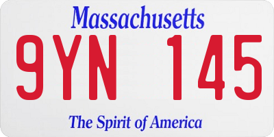 MA license plate 9YN145