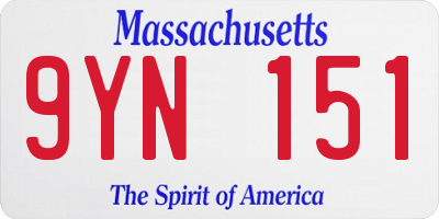 MA license plate 9YN151