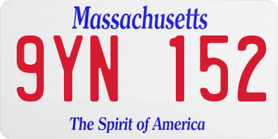 MA license plate 9YN152