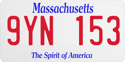 MA license plate 9YN153
