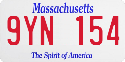 MA license plate 9YN154