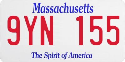 MA license plate 9YN155