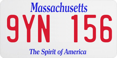 MA license plate 9YN156