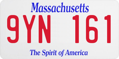 MA license plate 9YN161