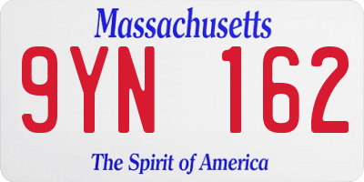 MA license plate 9YN162