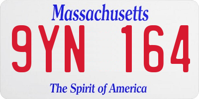 MA license plate 9YN164