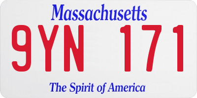 MA license plate 9YN171