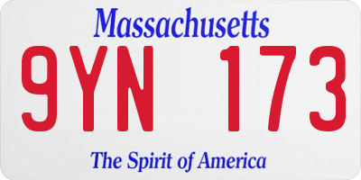 MA license plate 9YN173