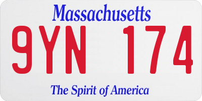 MA license plate 9YN174