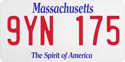 MA license plate 9YN175