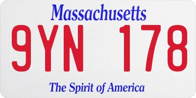 MA license plate 9YN178