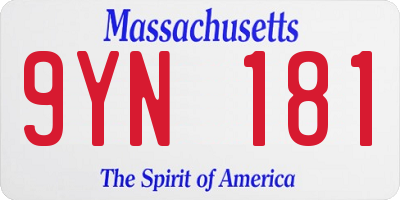 MA license plate 9YN181