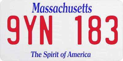 MA license plate 9YN183
