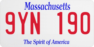 MA license plate 9YN190