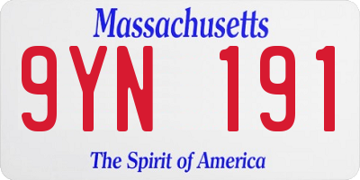 MA license plate 9YN191
