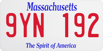 MA license plate 9YN192