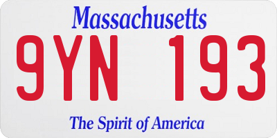 MA license plate 9YN193