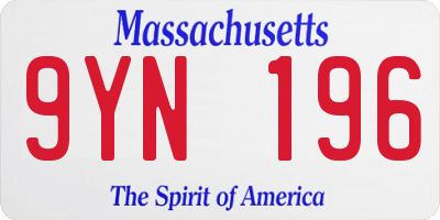 MA license plate 9YN196