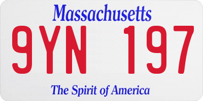 MA license plate 9YN197