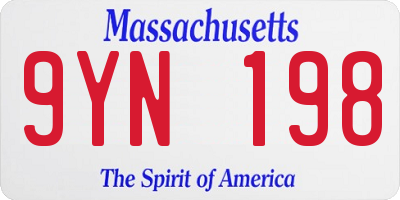 MA license plate 9YN198
