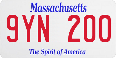 MA license plate 9YN200