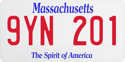 MA license plate 9YN201