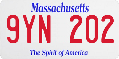 MA license plate 9YN202