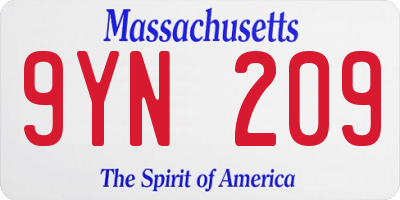 MA license plate 9YN209